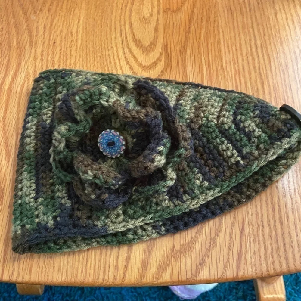 Adult Small Camo Ear Warmer Hand Crocheted